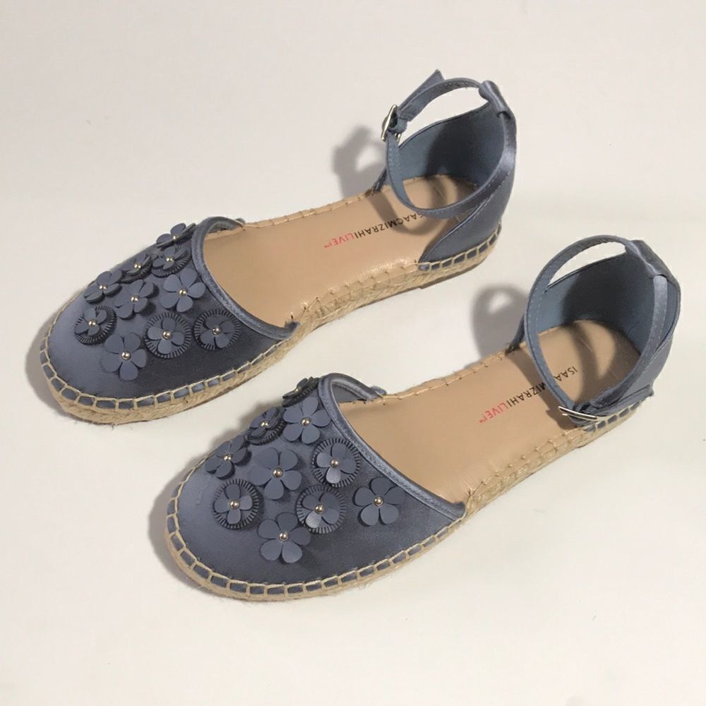 Isaac Mizrahi Floral Applique Satin Espadrilles